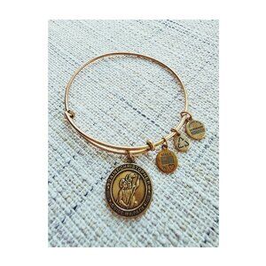 Alex and Ani Gold Saint Christopher Charm Bangle Bracelet Adjustable, Retired
